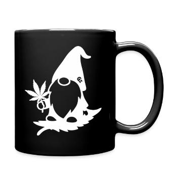 Fliegender Zwerg/Wichtel mit Hanfblatt - Tasse einfarbig - Schwarz - Rechts
