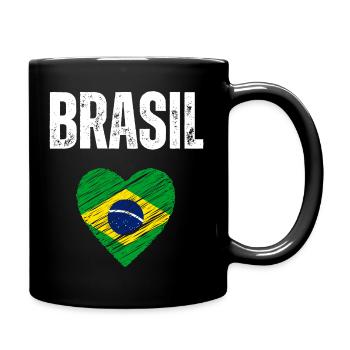 I love Brazil, flag of Brazil - Full Colour Mug - black - Right