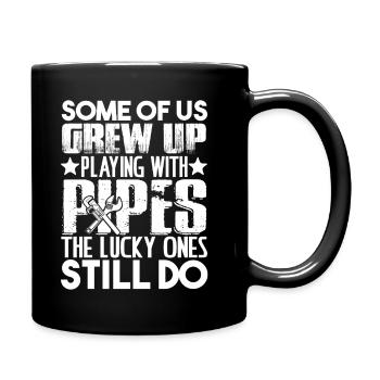 Plumbers Play With Pipes - Full Colour Mug - black - Right