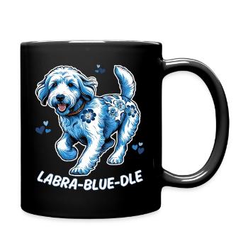Labradoodle chien hollandais Delft bleu accents floraux - Mug uni - noir - Droite