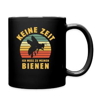 Keine Zeit ich muss zu meinen Bienen, Imker, Honig - Tasse einfarbig - Schwarz - Rechts