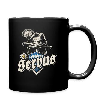 Grantler - Servus, Festzelt, Bier und Gaudi - Tasse einfarbig - Schwarz - Rechts