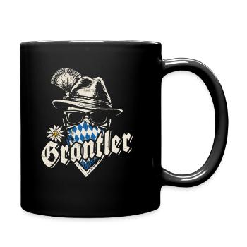 Grantler - bayrisch, Festzelt, Bier und Gaudi - Tasse einfarbig - Schwarz - Rechts
