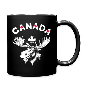 Floral and Natural Canadian Reindeer Design - Full Colour Mug - black - Right