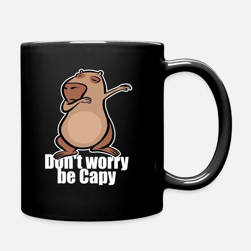 Dabbing Capybara - Don't worry be capy - Tasse einfarbig - Schwarz