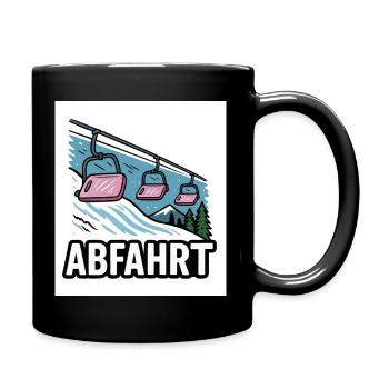 Ski lift and mountain motif with adventure charm - Full Colour Mug - black - Right