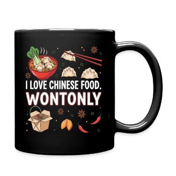 Ausdrucksstarkes chinesisches Essensliebesdesign - Tasse einfarbig - Schwarz - Rechts