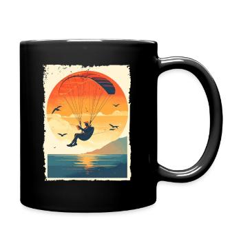 Evening atmosphere with paraglider over water - Full Colour Mug - black - Right