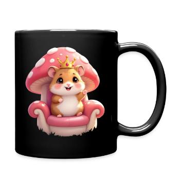 Mignon hamster avec couronne sur le trône champignon - Mug uni - noir - Droite