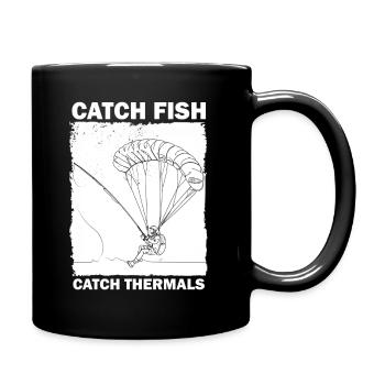 Angler mit Fallschirm - Tasse einfarbig - Schwarz - Rechts
