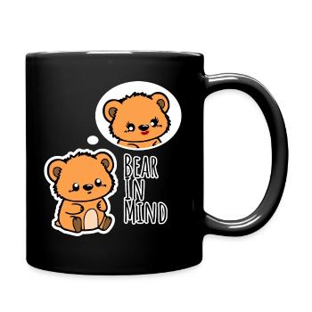L’ours mignon pense à sa douce copine ! - Mug uni - noir - Droite
