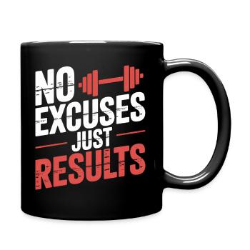 No excuses, results - Full Colour Mug - black - Right