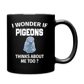 Je me demande si les pigeons ne pensent pas à moi trop drôle d’oiseaux - Mug uni - noir - Droite