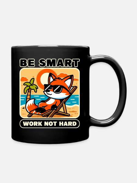 Be smart work not hard Fuchs - Motivationsfox - Full Colour Mug - black