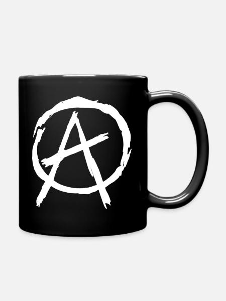 Anarchie Symbol im Kreis - weiß - Tasse einfarbig - Schwarz