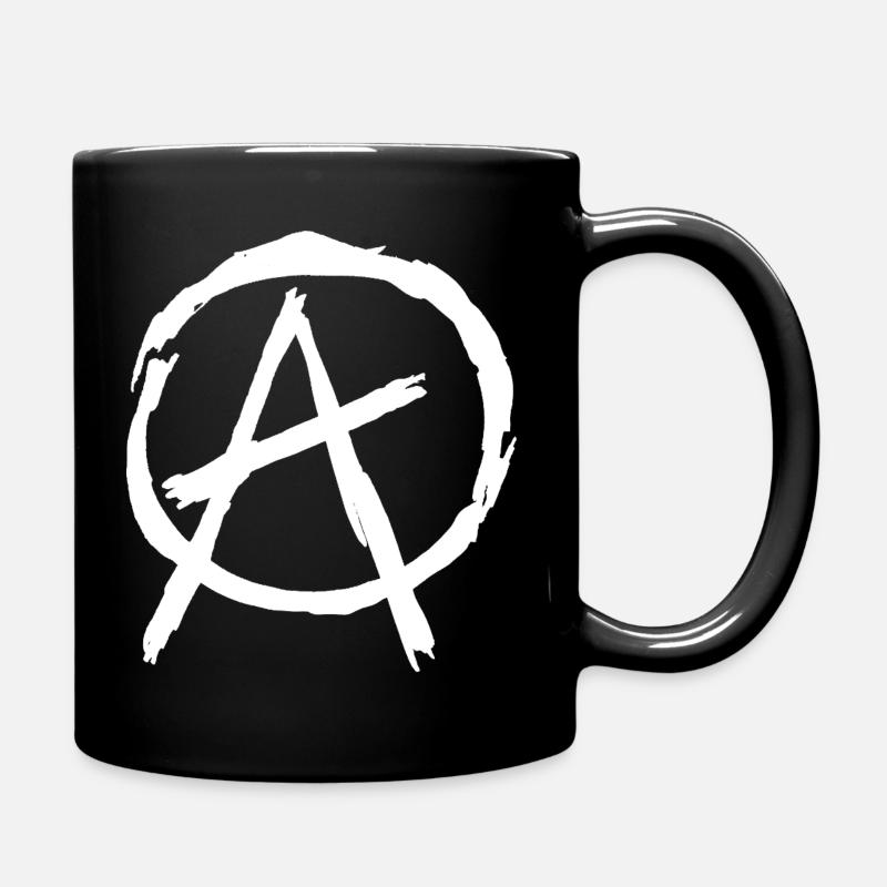 Anarchy Symbol in Circle - White - Full Colour Mug - black