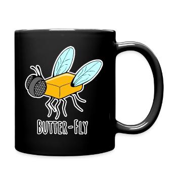 Butter-Fly - Butter Fliege Flachwitz - Tasse einfarbig - Schwarz - Rechts