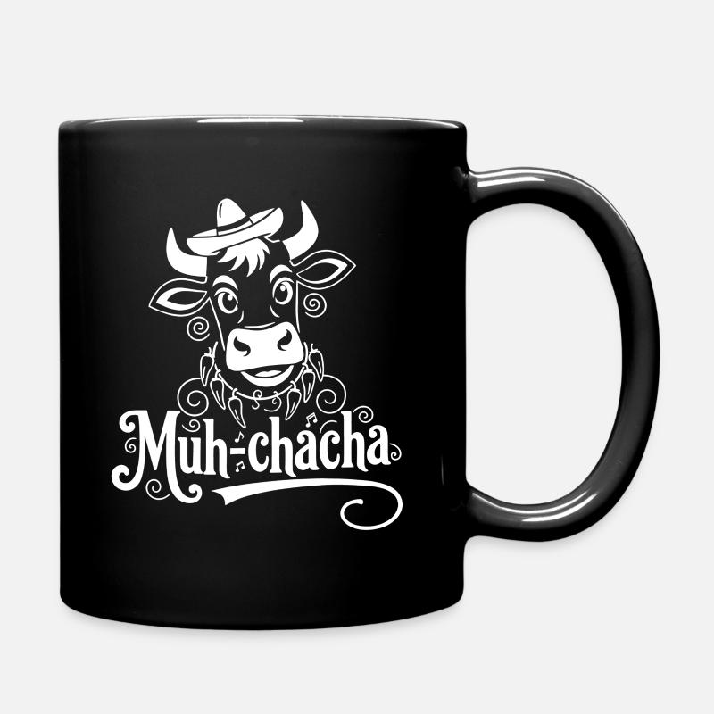 Muh-ChaCha Kuh mit Schnörkeln - Tasse einfarbig - Schwarz