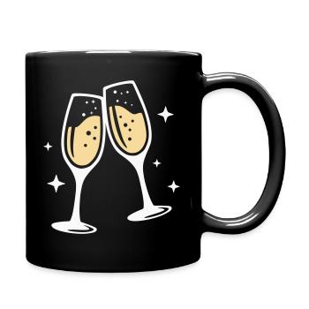 Sektglas Prosecco Sekt Alkohol Prost - Tasse einfarbig - Schwarz - Rechts