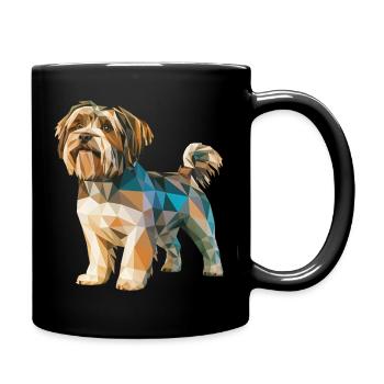 Shih Tzu - Cooles Low-Poly-Logo - Tasse einfarbig - Schwarz - Rechts