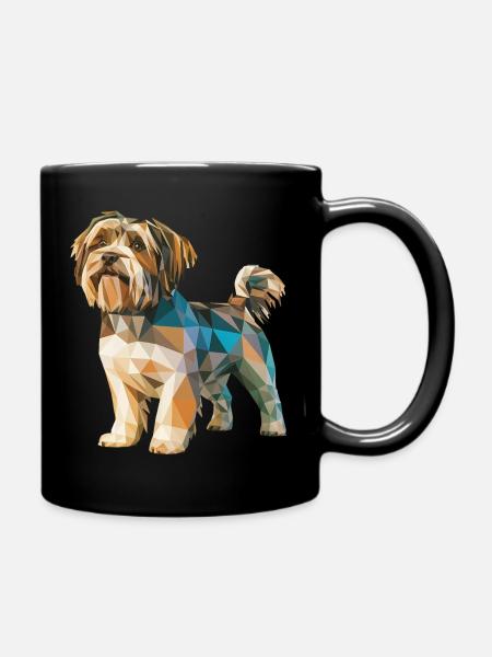 Shih Tzu - Cool Low Poly Logo - Full Colour Mug - black