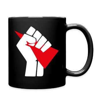 Faust mit rotem Keil - Tasse einfarbig - Schwarz - Rechts