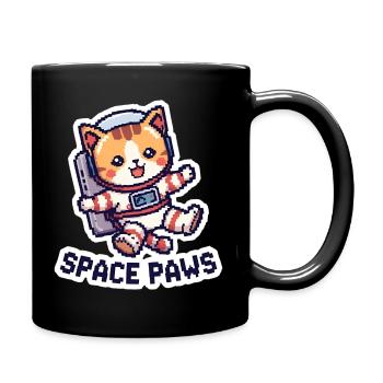 Space Paws – Pixel Cat in Space - Tasse einfarbig - Schwarz - Rechts