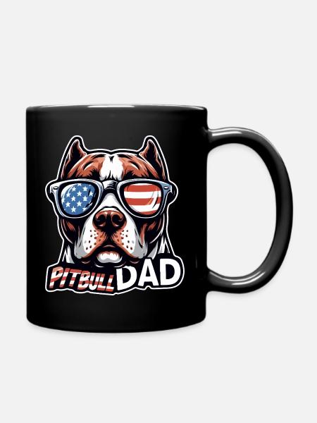 Pitbull Papa Brille USA - Tasse einfarbig - Schwarz