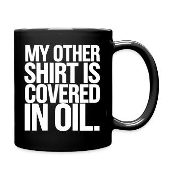 Oil Covered Shirt Parody - Full Colour Mug - black - Right