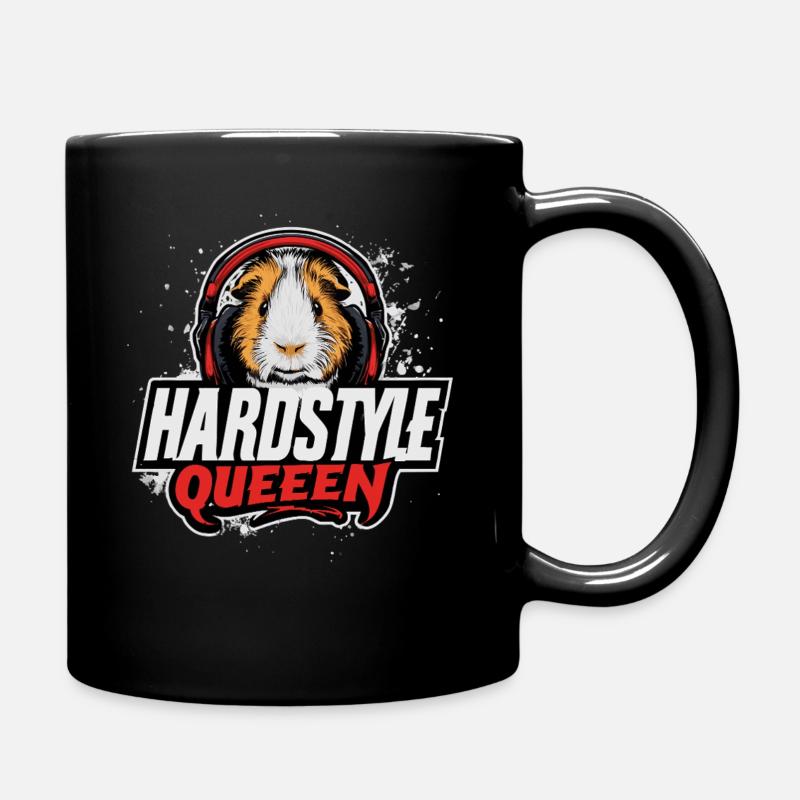 Hardstyle Queen – Meerschweinchen mit Kopfhörern - Tasse einfarbig - Schwarz