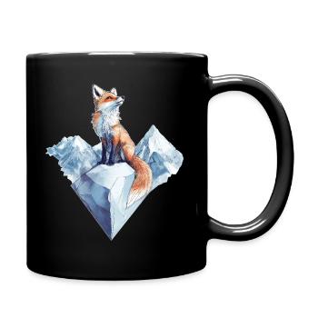 Fuchs Wintermotiv - Tasse einfarbig - Schwarz - Rechts