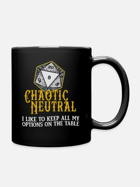 Chaotic Neutral D20 - Full Colour Mug - black