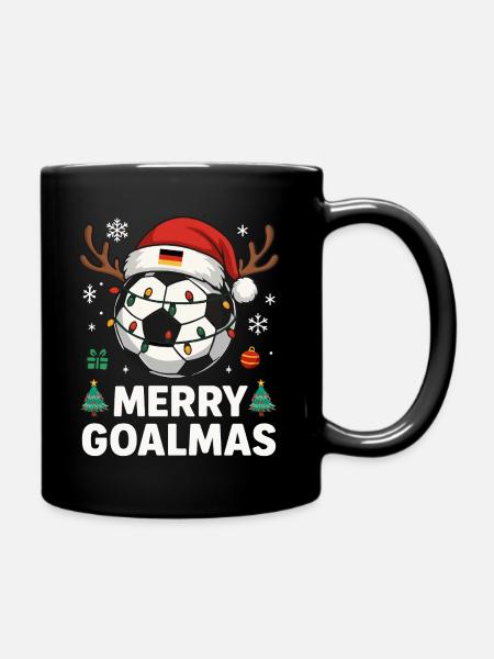 Merry Goalmas Deutschland - Lustiger Fußball Humor - Tasse einfarbig - Schwarz