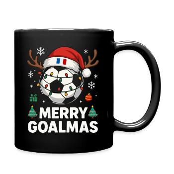 Merry Goalmas Frankreich - Lustiger Fußball Humor - Tasse einfarbig - Schwarz - Rechts