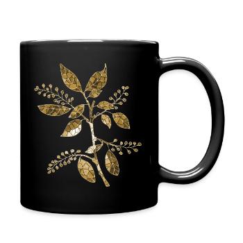 Blumen - Tasse einfarbig - Schwarz - Rechts