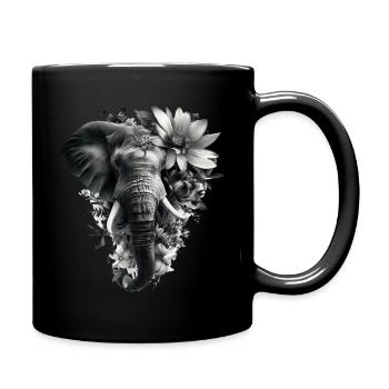 Einfarbiger floraler Elefant - Tasse einfarbig - Schwarz - Rechts