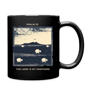 Psalm 23 The Lord Is My Shepherd Hirte Schafe - Tasse einfarbig - Schwarz - Rechts