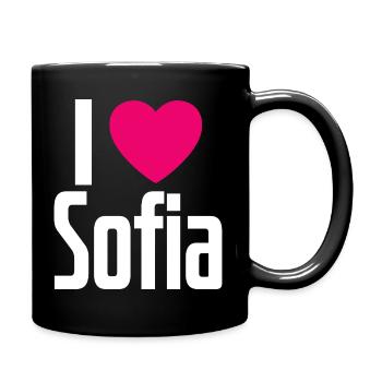 I Love Sofia Pinkes Herz Ich liebe Sofia - Tasse einfarbig - Schwarz - Rechts