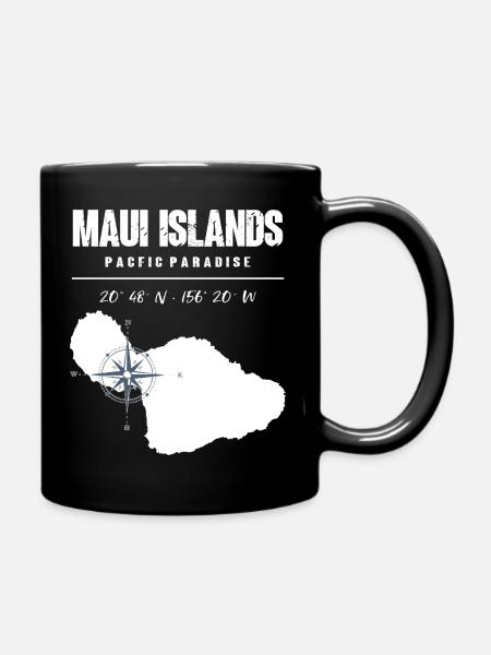 Conception de boussole de l’île de Maui avec coordonnées Vintage - Mug uni - noir