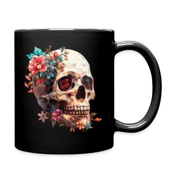 Skull, skull with flowers - Full Colour Mug - black - Right