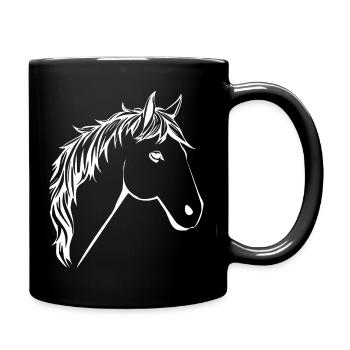 Pferd Pferdekopf Pferde T-shirt Geschenk Reiter  - Tasse einfarbig - Schwarz - Rechts