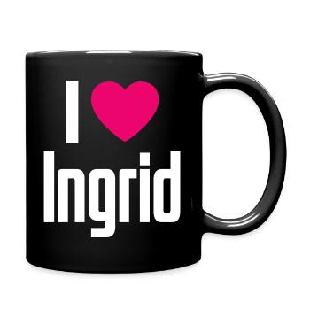 I Love Ingrid Pinkes Herz Ich liebe Ingrid - Tasse einfarbig - Schwarz - Rechts