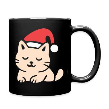 Cute Christmas Cat in Comfy Style - Full Colour Mug - black - Right