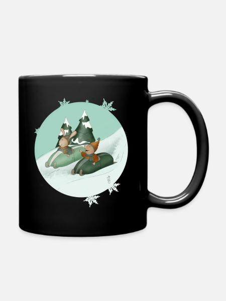 Lapin_taupe_luge - Mug uni - noir