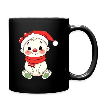 Bébé bonhomme de neige avec chapeau de Noël - Mug uni - noir - Droite