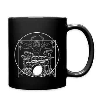 Vitruvian Drummer Masterpiece Drum Art Design - Full Colour Mug - black - Right