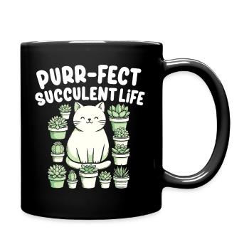 Funny Plant Succulent Cactus Cat - Full Colour Mug - black - Right