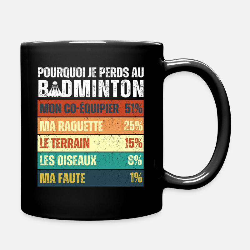 Warum ich bei Badminton Vintage Humor verliere - Tasse einfarbig - Schwarz