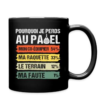 Why I Lose at Padel Humor Vintage Gift - Full Colour Mug - black - Right