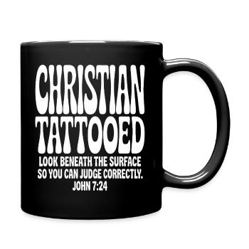 Typographie Tatouée Chrétienne en Gras - Mug uni - noir - Droite